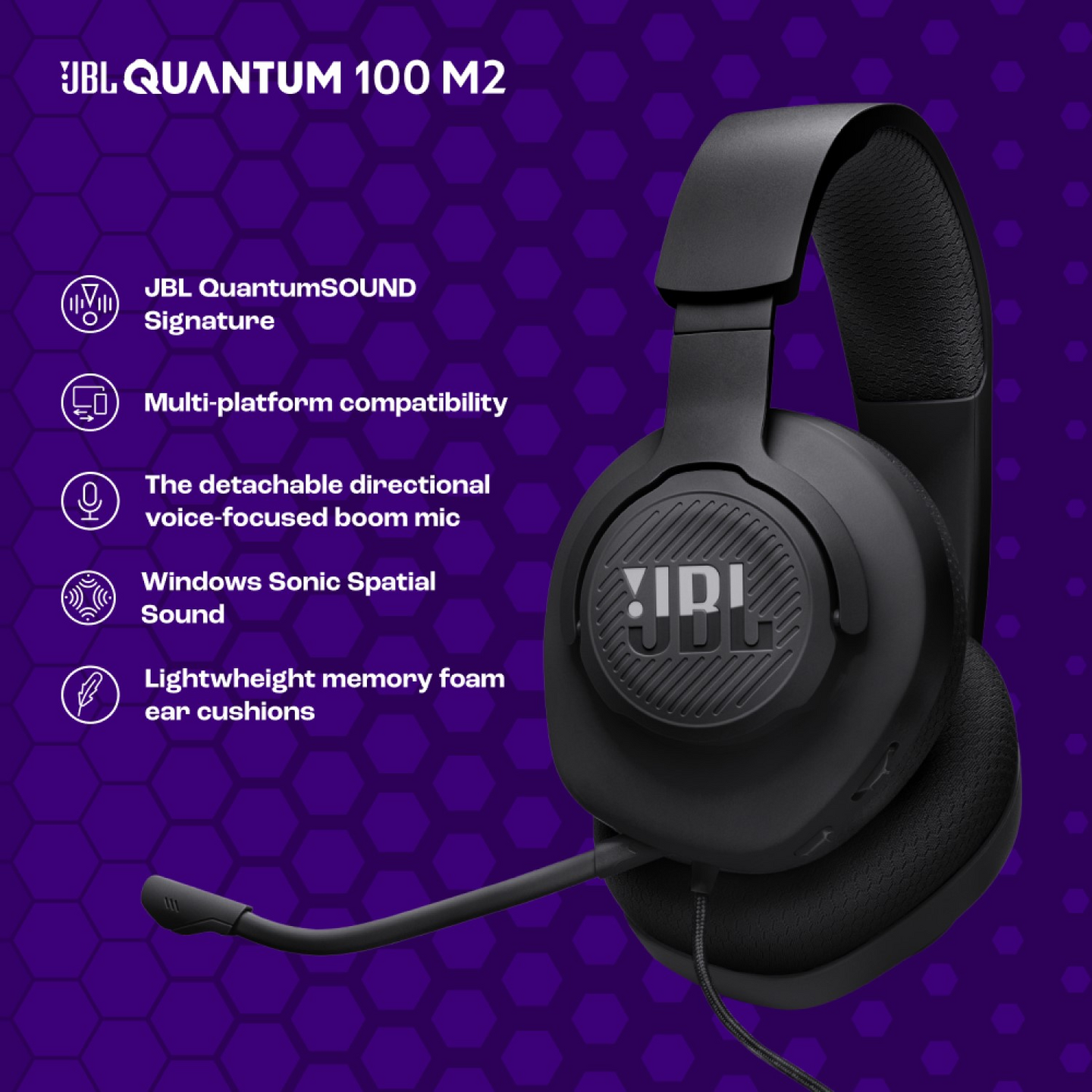 JBL Quantum 100 M2 -pelikuulokkeet, musta