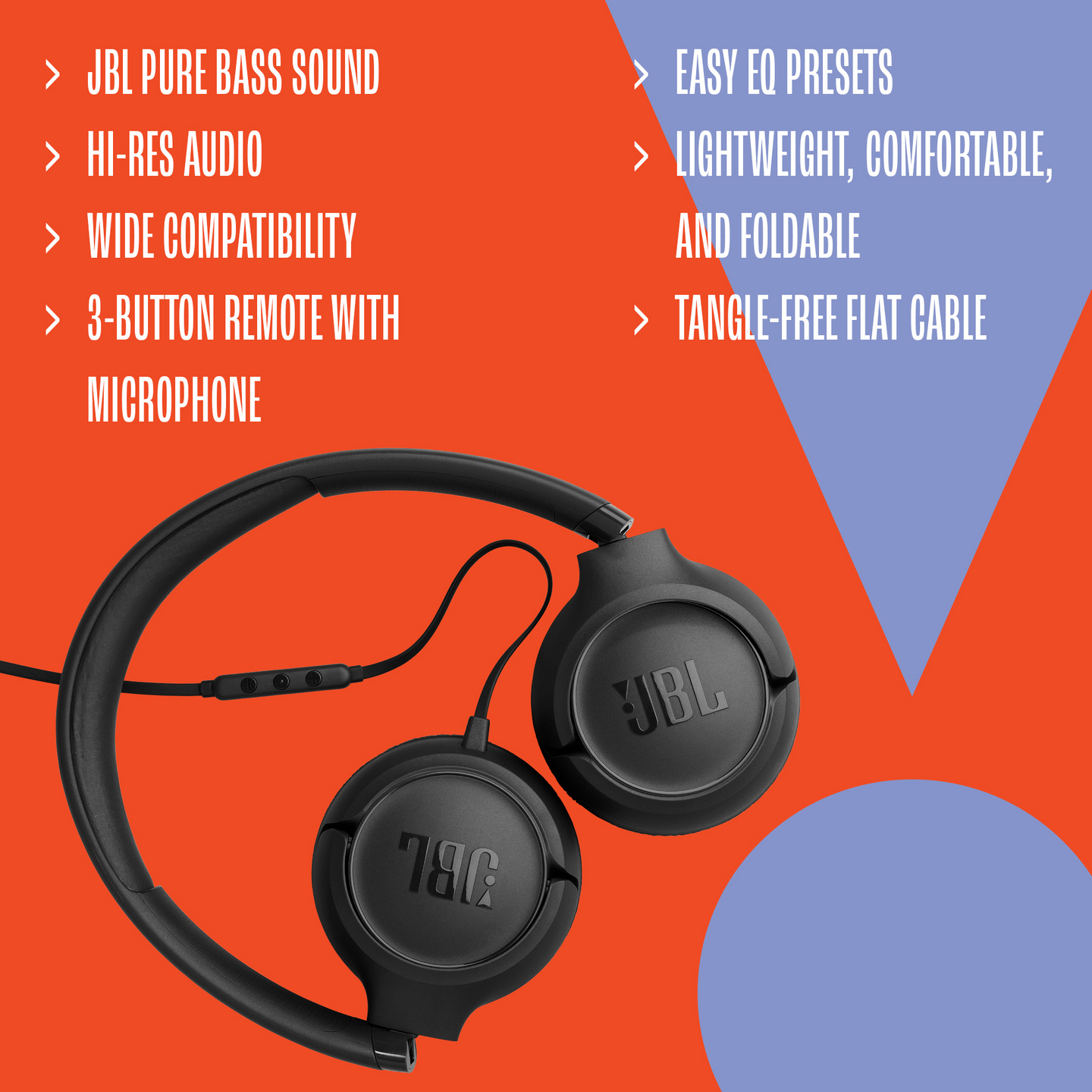 JBL Tune 530C USB-C -langalliset sankakuulokkeet, musta