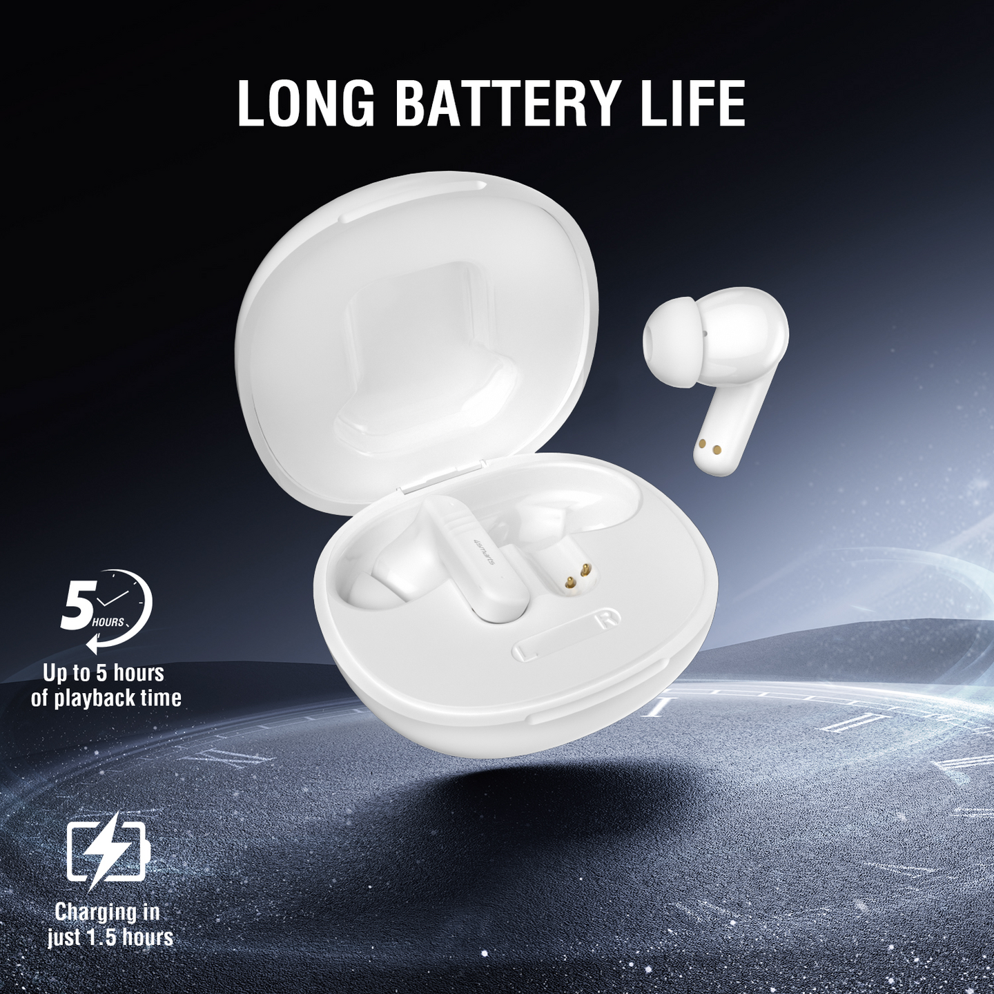 4smarts SkyBuds Screen Pro ANC -langattomat vastamelunappikuulokkeet, valkoinen