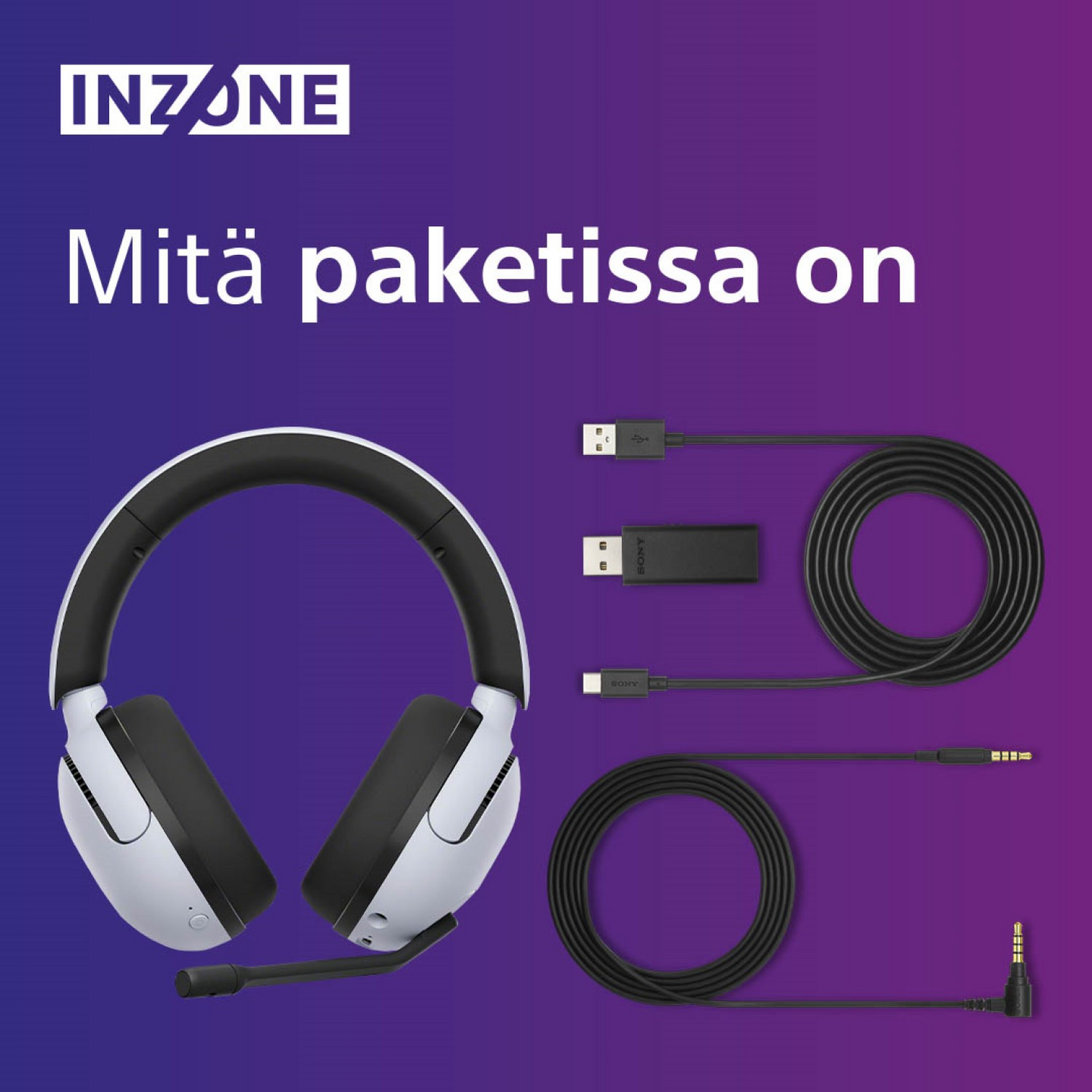 Sony INZONE H5 -langattomat pelikuulokkeet, valkoinen