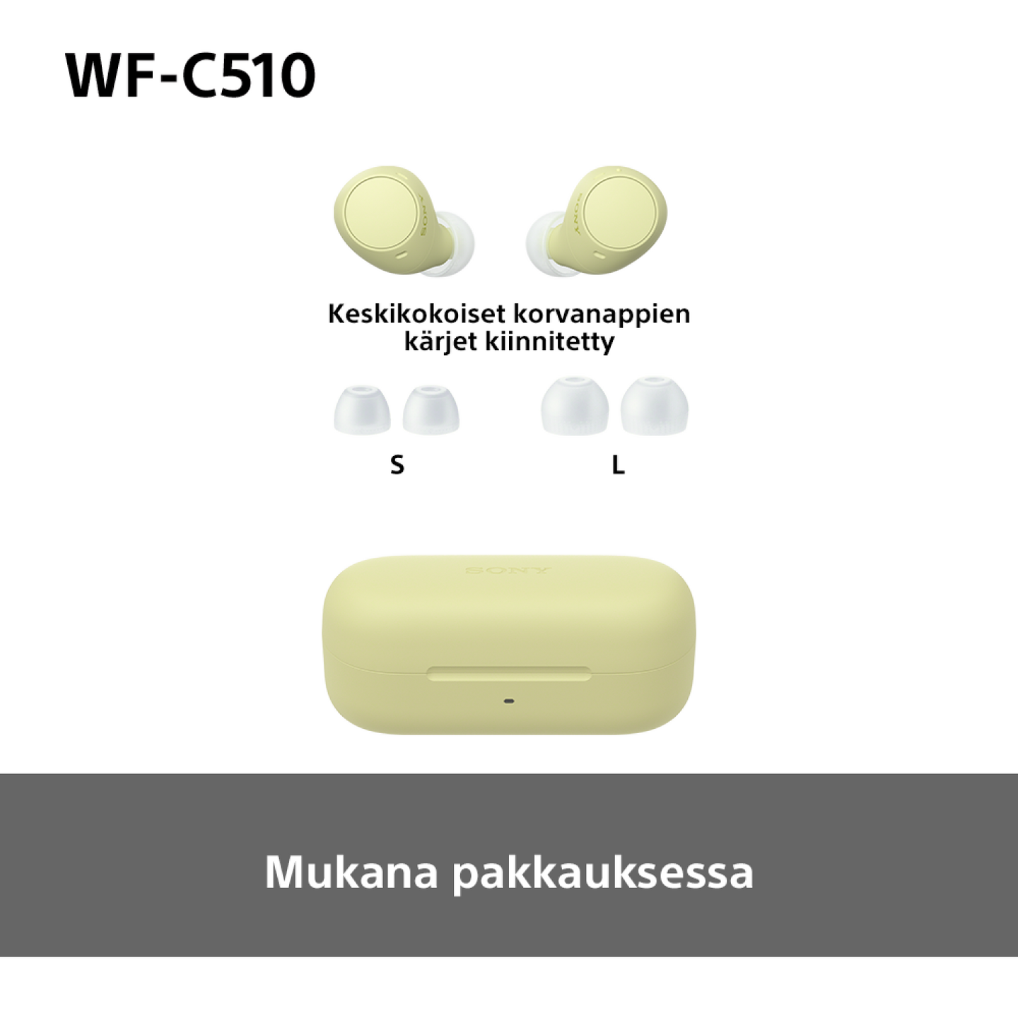 Sony WF-C510 -langattomat nappikuulokkeet, keltainen