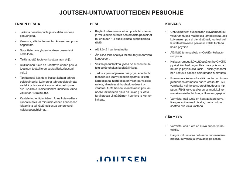 Joutsen Suoja – lämmin yhden hengen untuvapeitto 150x210 cm 700g.