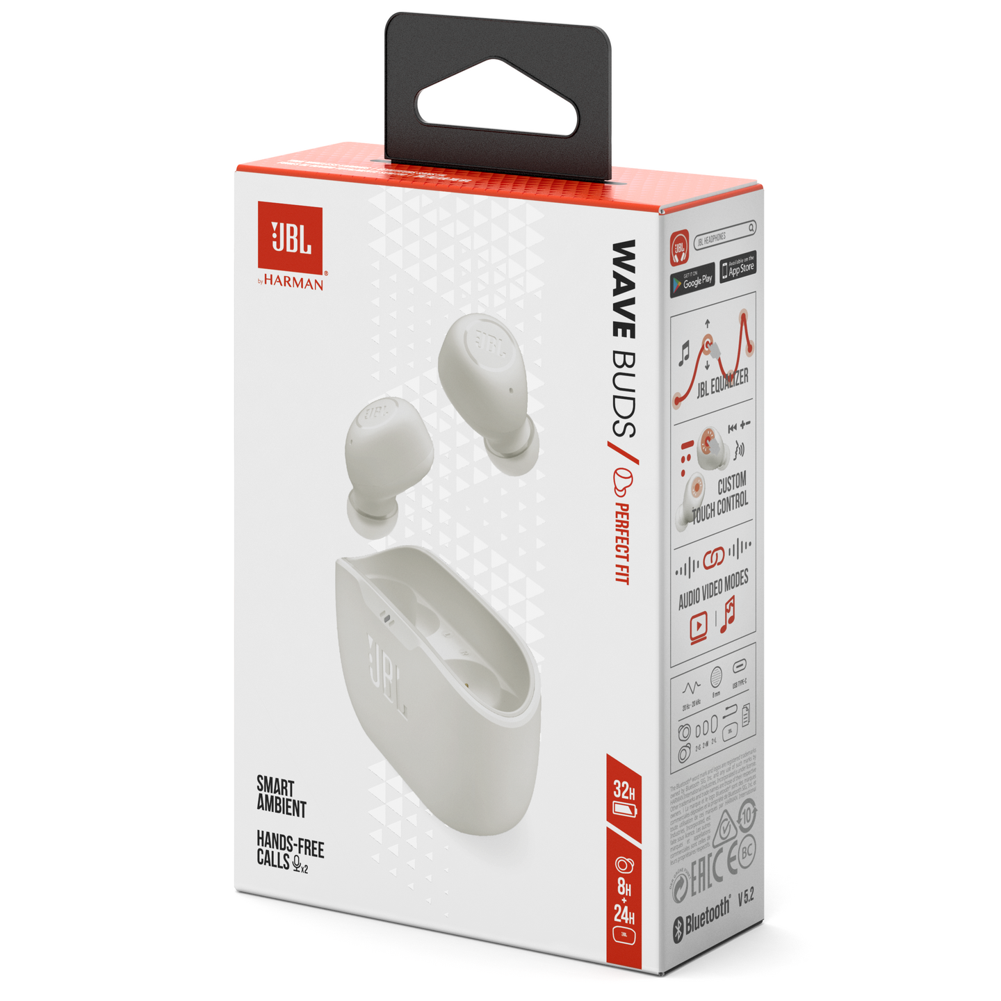 JBL Wave Buds -langattomat nappikuulokkeet, valkoinen