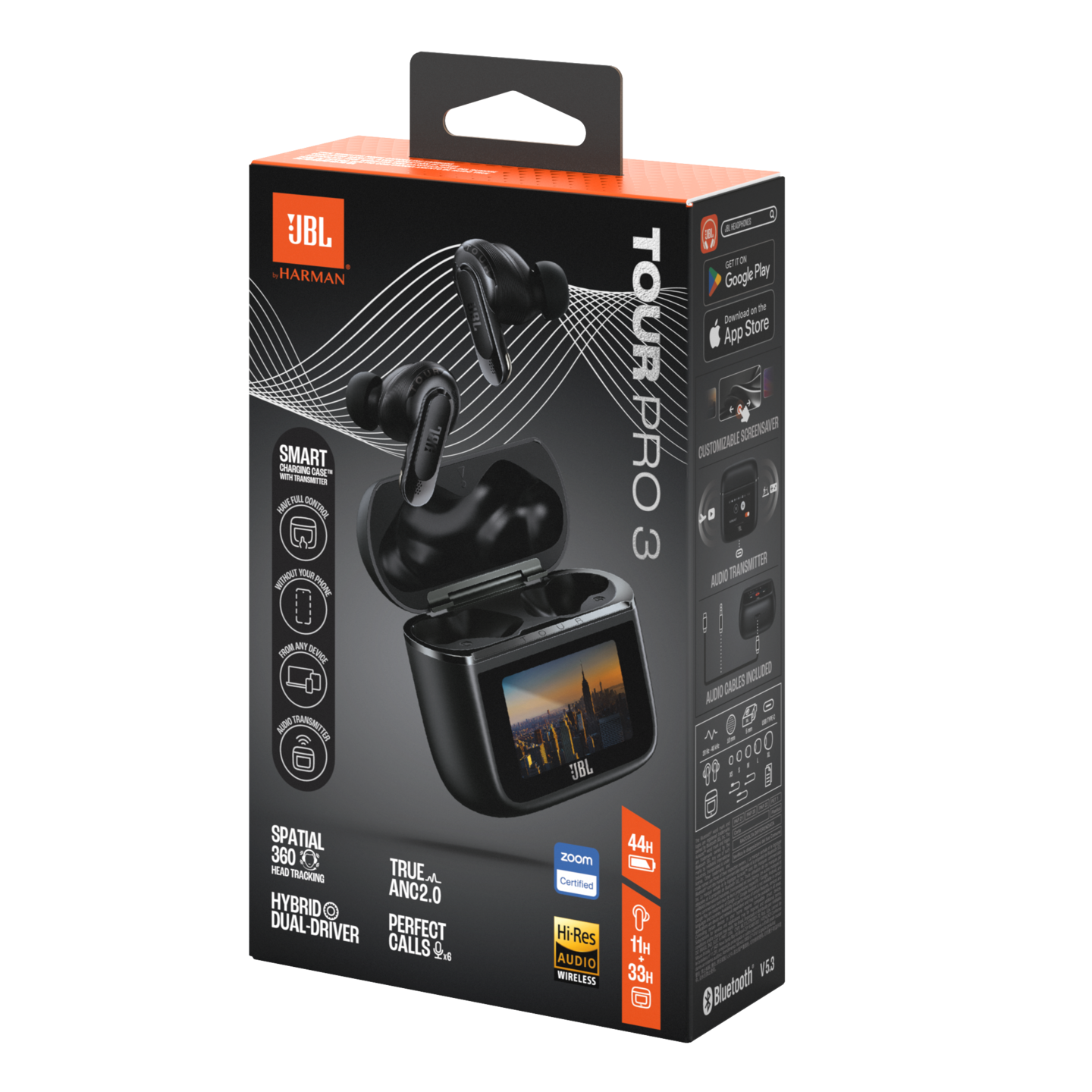 JBL Tour Pro 3 -langattomat vastamelunappikuulokkeet, musta
