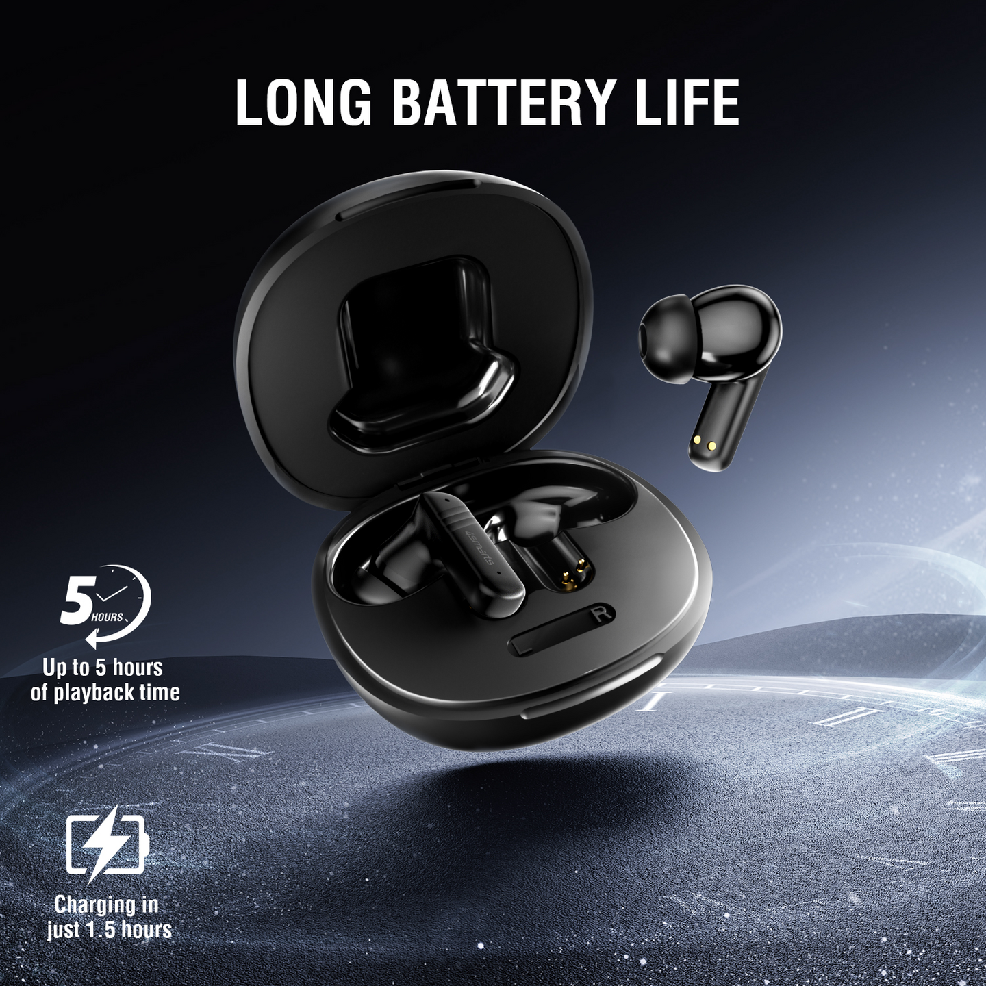 4smarts SkyBuds Screen Pro ANC -langattomat vastamelunappikuulokkeet, musta