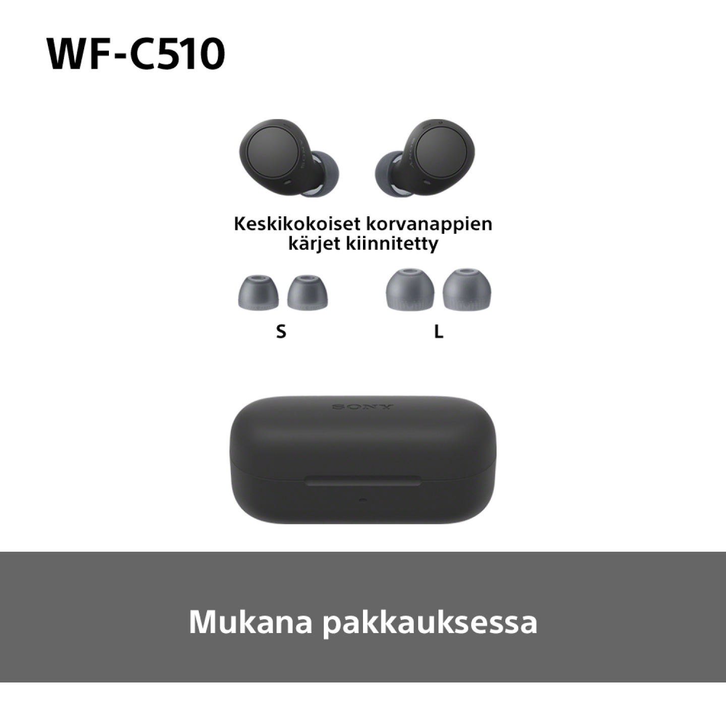Sony WF-C510 -langattomat nappikuulokkeet, musta