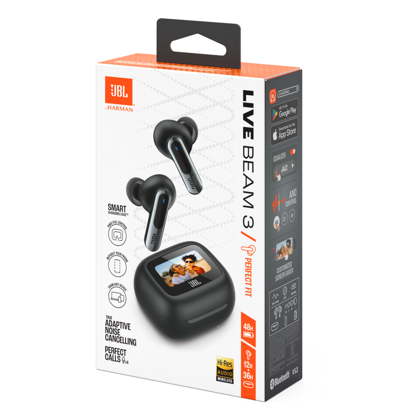 JBL Live Beam 3 -langattomat vastamelunappikuulokkeet, musta