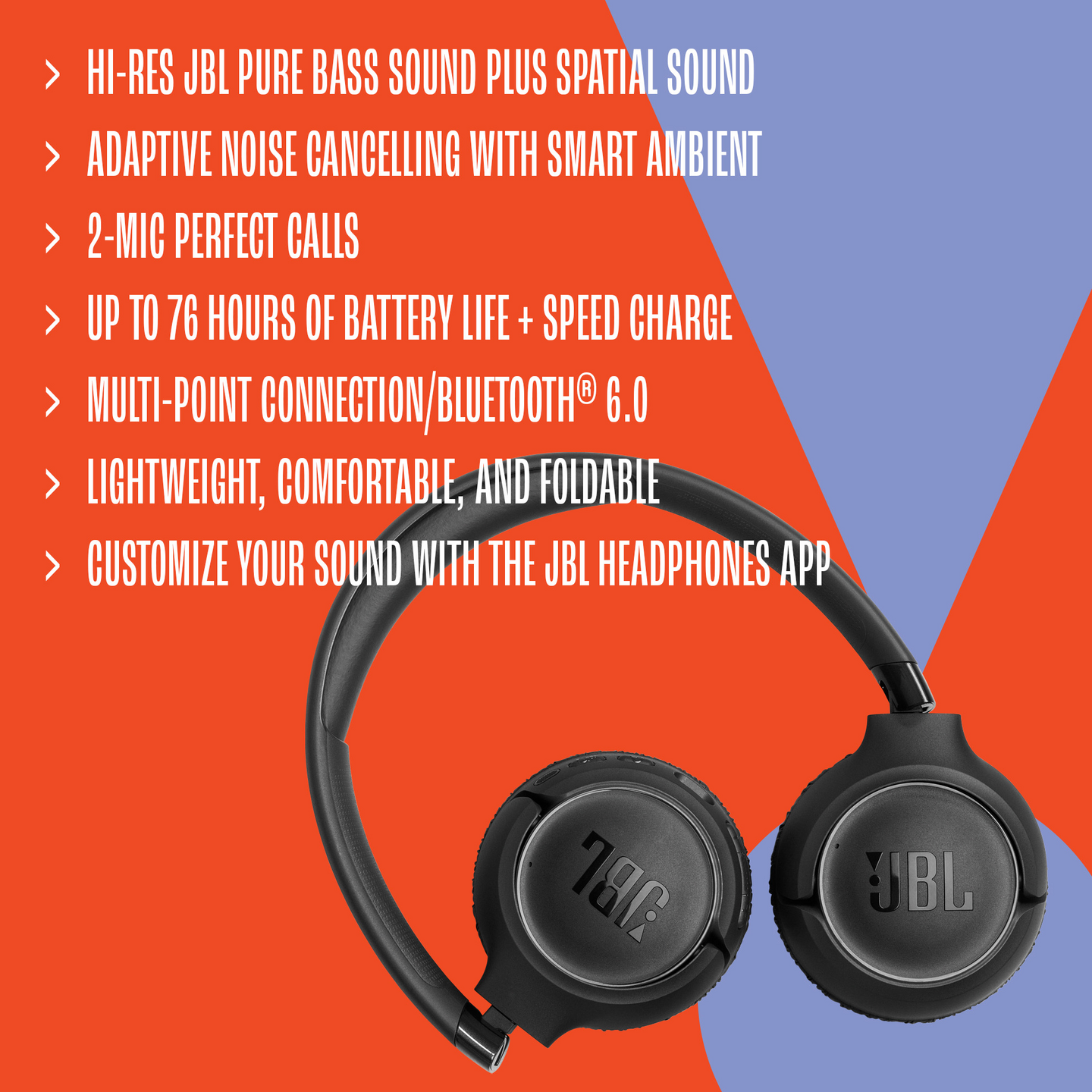JBL Tune 680NC -langattomat vastamelusankakuulokkeet, musta