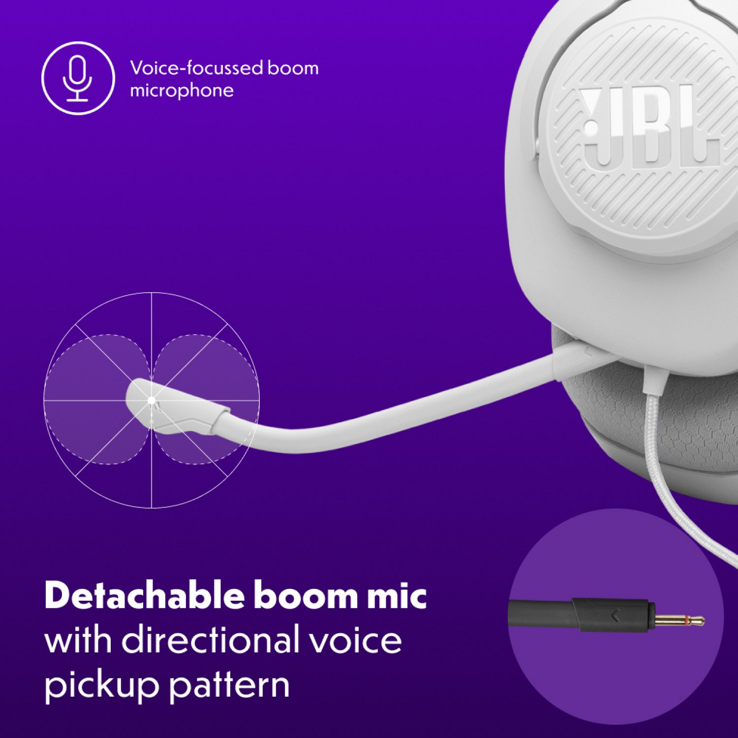JBL Quantum 100 M2 -pelikuulokkeet, valkoinen
