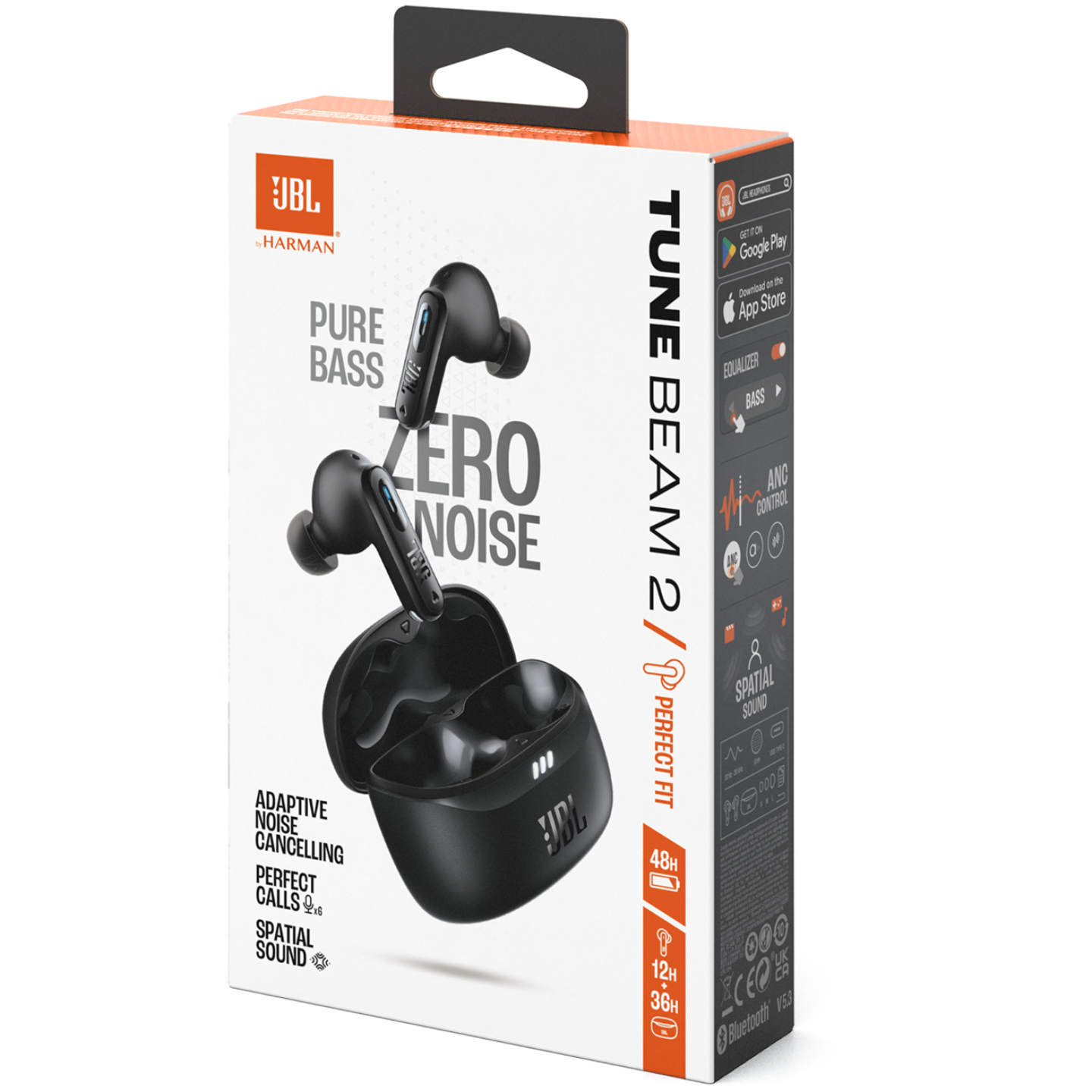 JBL Tune Beam 2 -langattomat vastamelunappikuulokkeet, musta