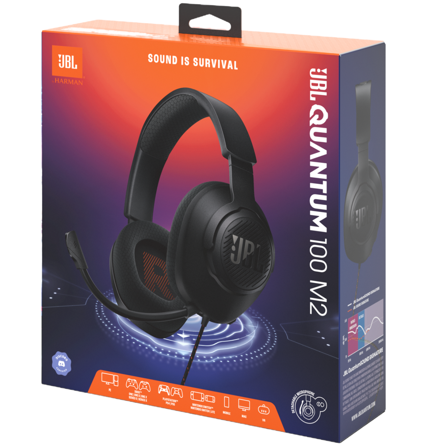 JBL Quantum 100 M2 -pelikuulokkeet, musta
