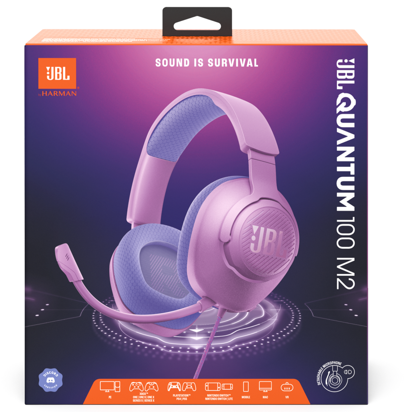 JBL Quantum 100 M2 -pelikuulokkeet, lila