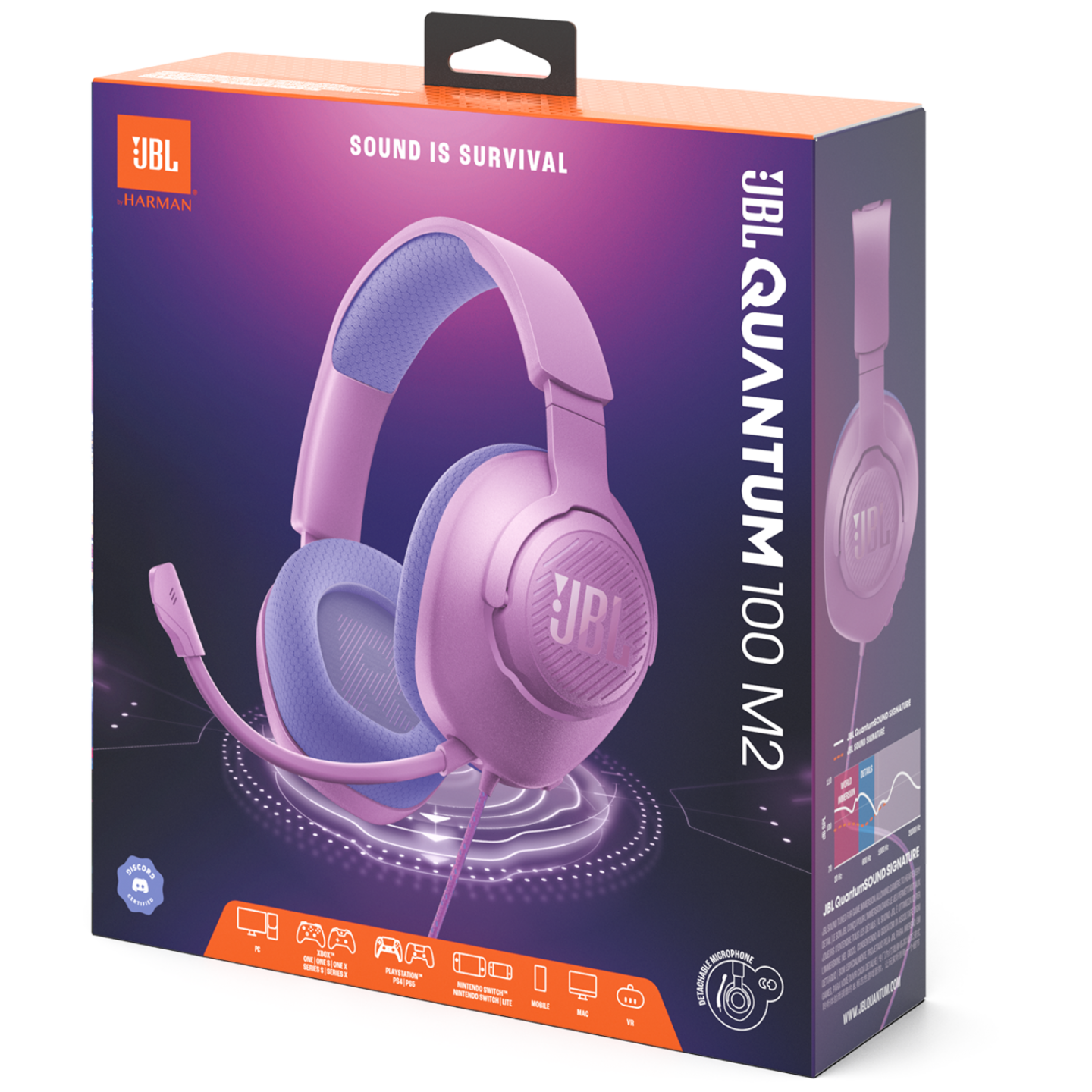JBL Quantum 100 M2 -pelikuulokkeet, lila