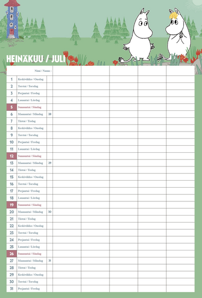Muumi perhekalenteri 2026
