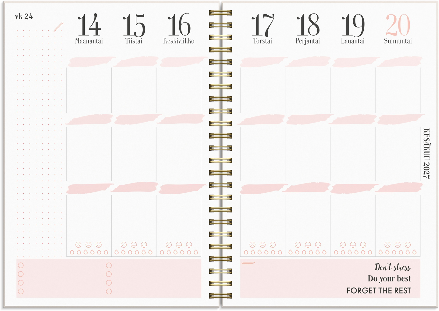Burde Life Planner kalenteri Pink A5 26/27
