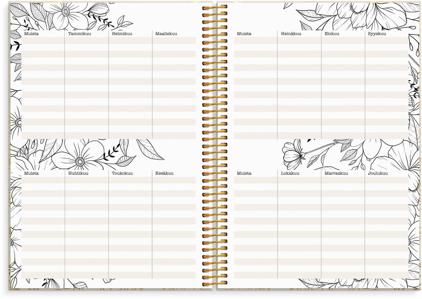 Burde Kalenteri 2027 Life Planner Bloom