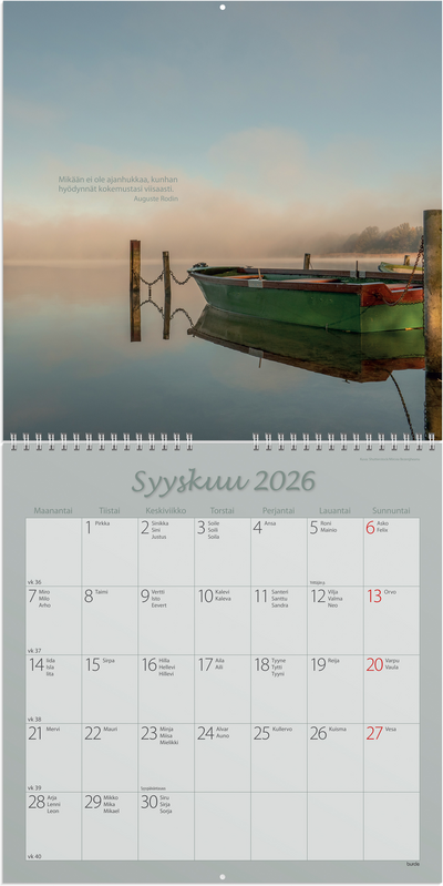 Burde seinäkalenteri 2026 carpe diem