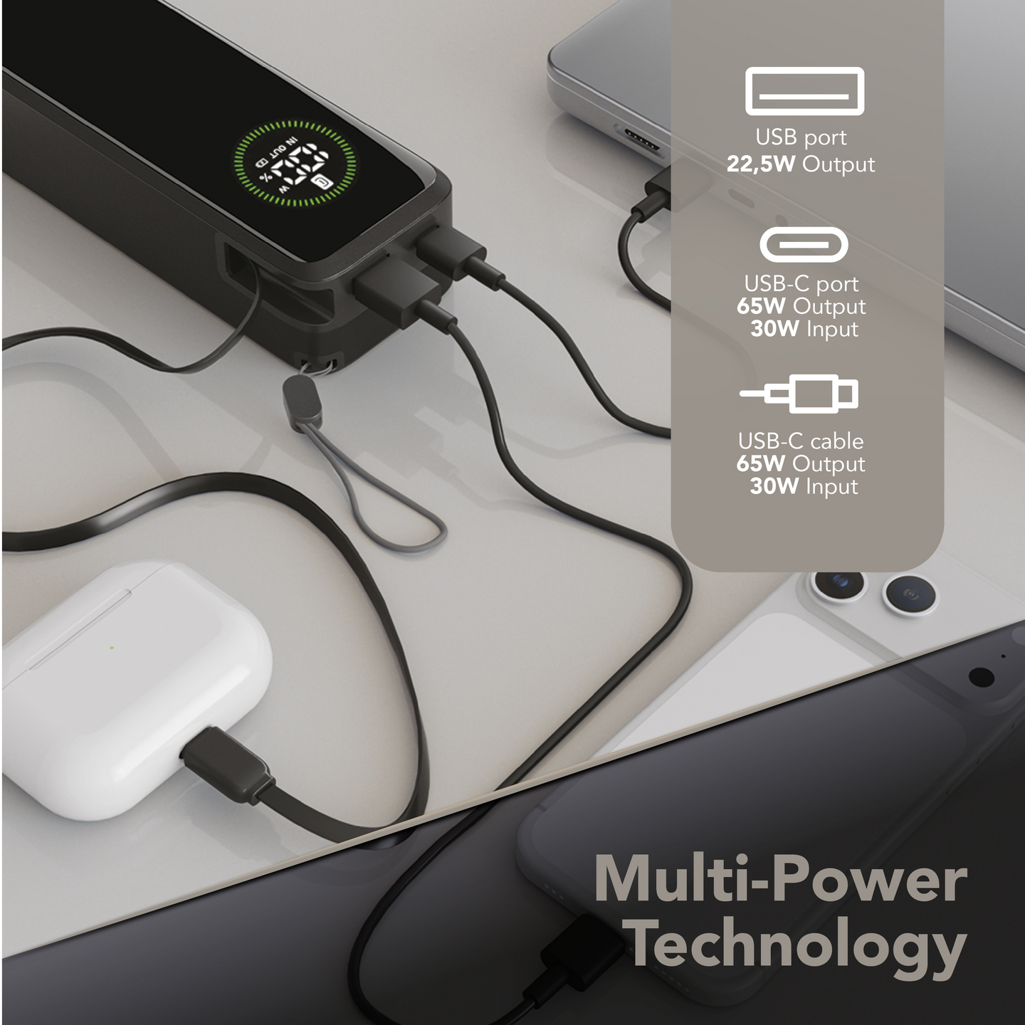 Cellularline Power Roller 65 W 20 000 mAh -varavirtalähde