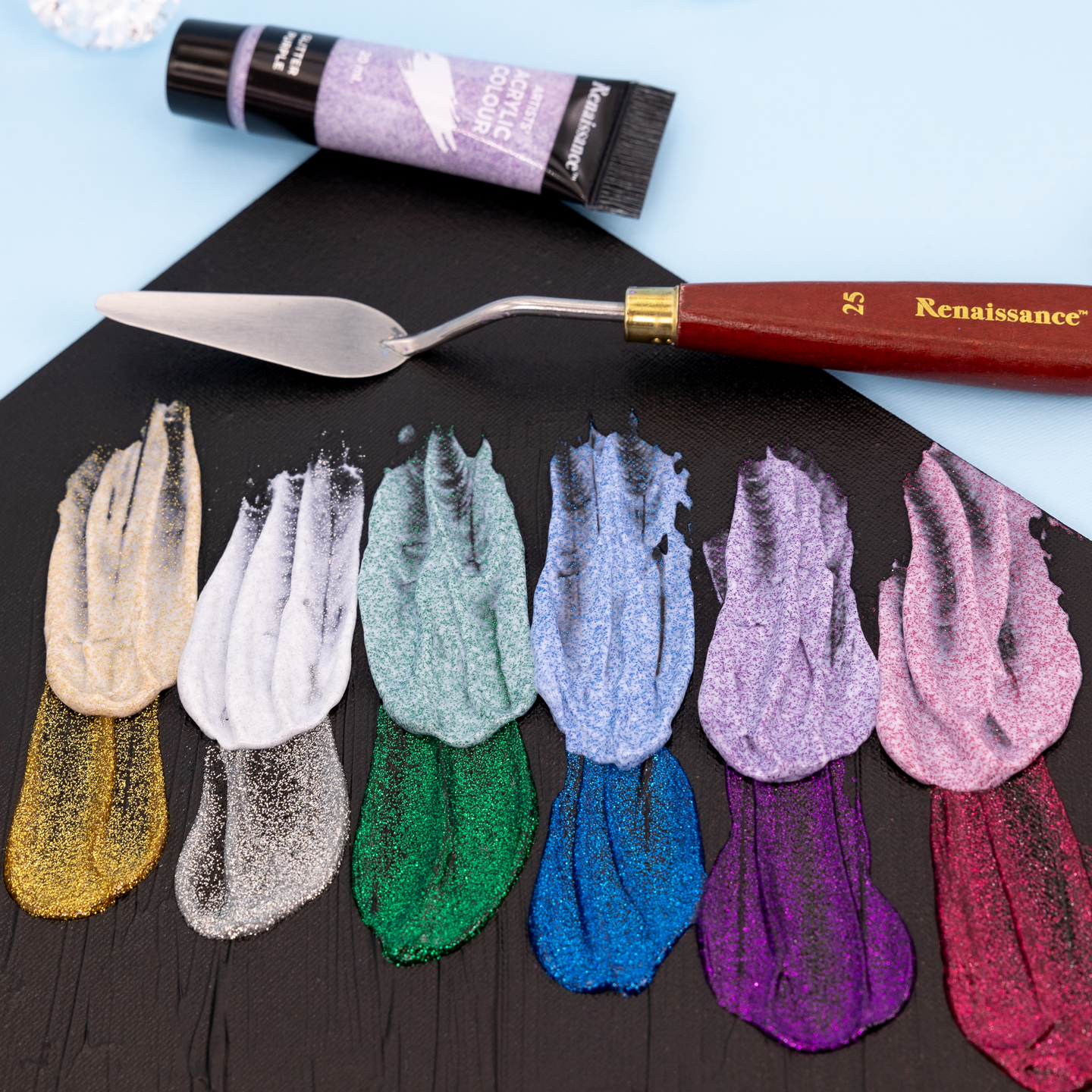 Renaissance akryylimaalit 6 x 20 ml, Glitter