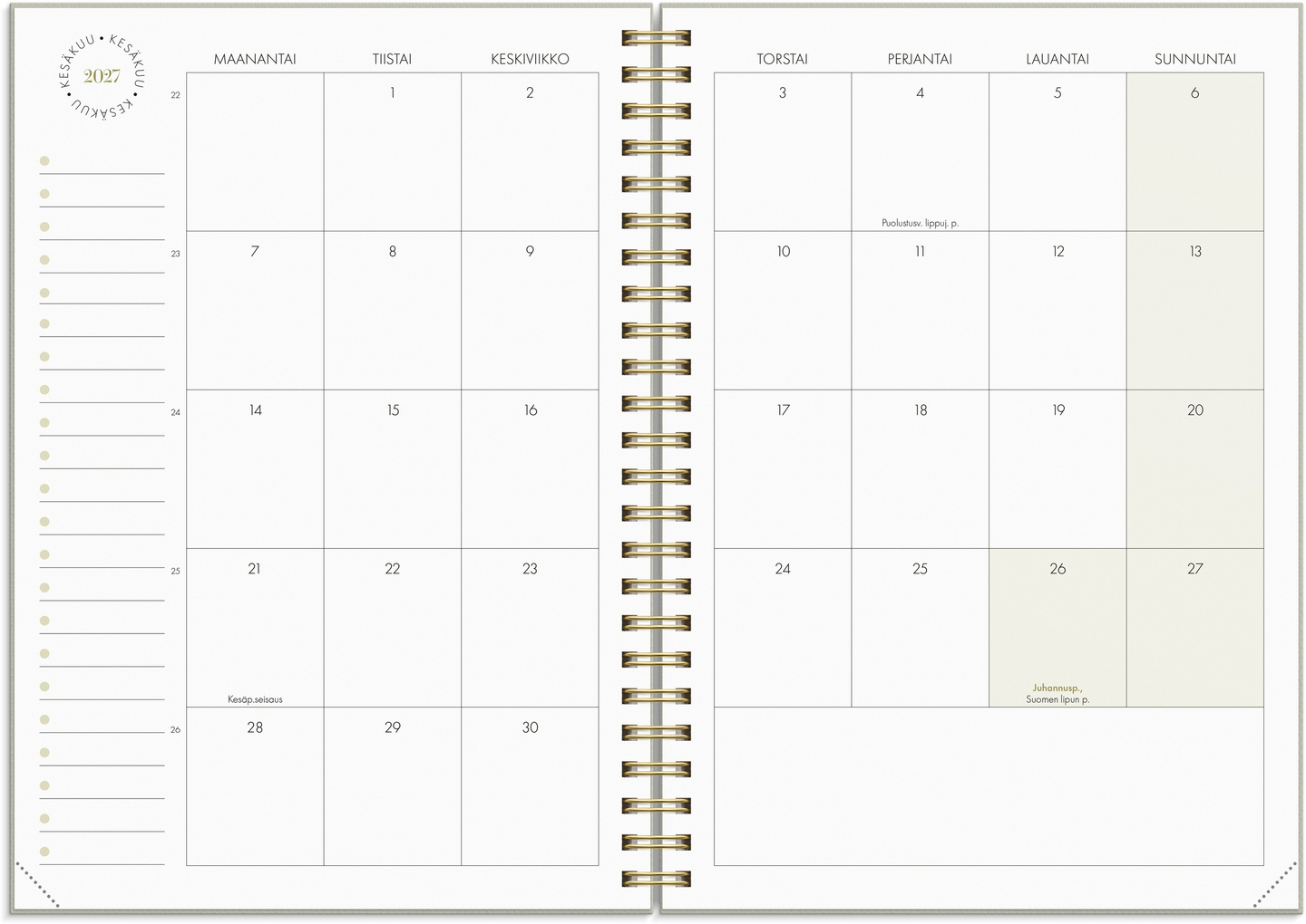 Burde Life Planner kalenteri Essentials A5 26/27