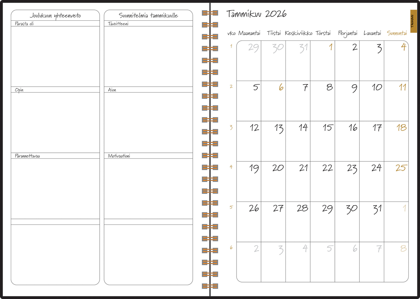 Ajasto My Year pöytäkalenteri A5 musta