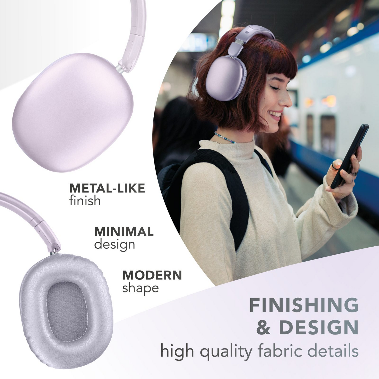 MusicSound Maxi 3 -langattomat vastamelusankakuulokkeet, lila