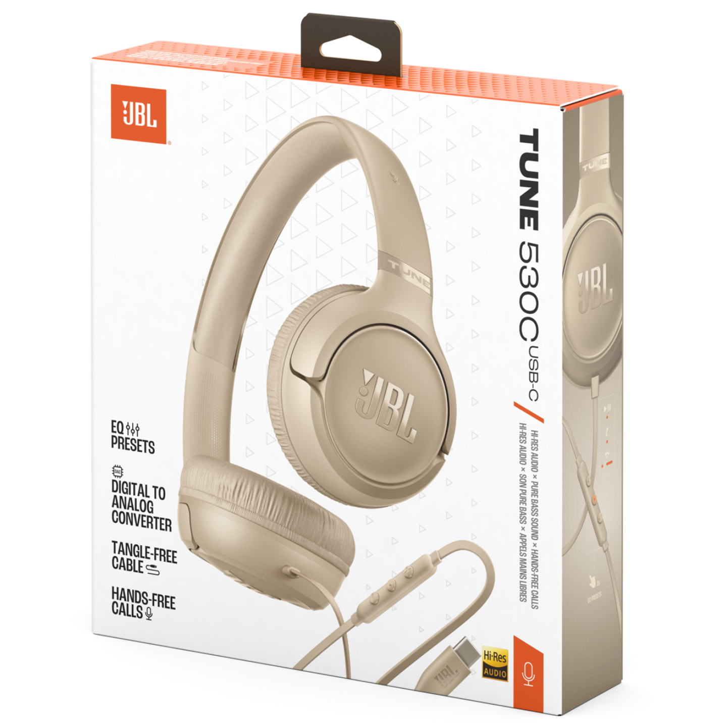 JBL Tune 530C USB-C -langalliset sankakuulokkeet, beige