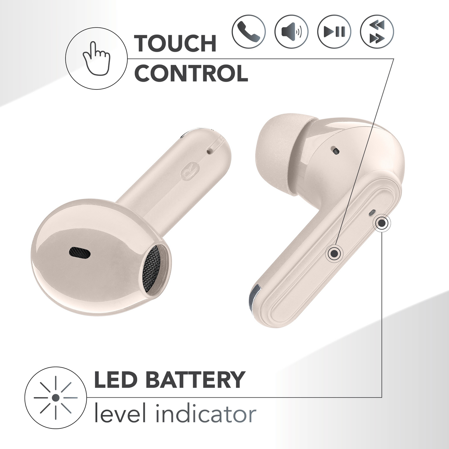 MusicSound Double 2-in-1 -langattomat nappikuulokkeet, valkoinen