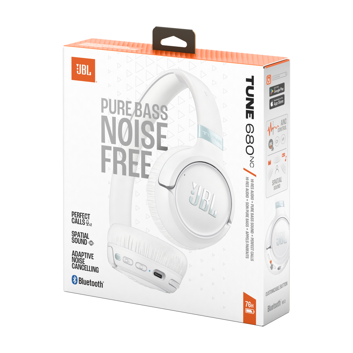 JBL Tune 680NC -langattomat vastamelusankakuulokkeet, valkoinen