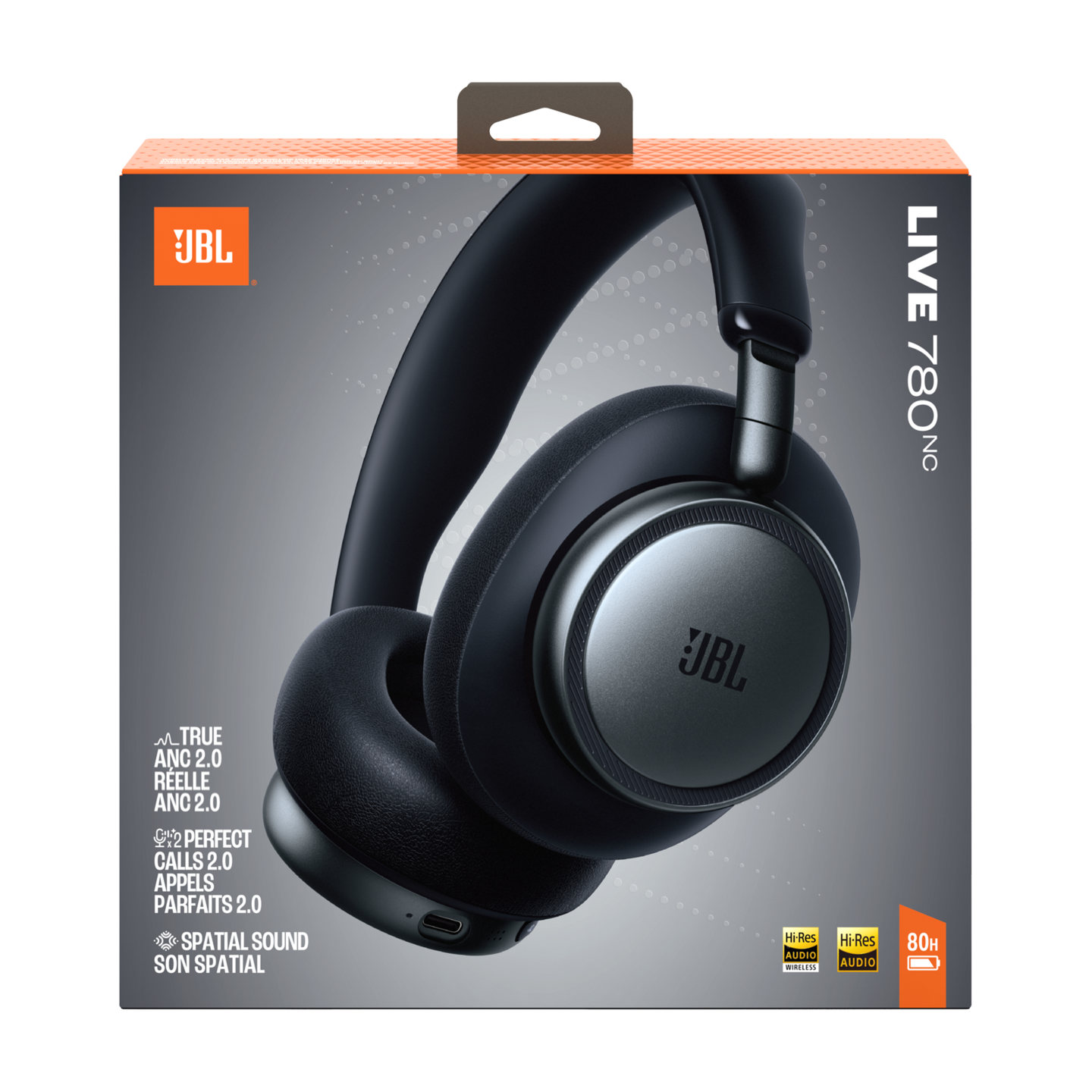 JBL Live 780NC -langattomat vastamelusankakuulokkeet, musta