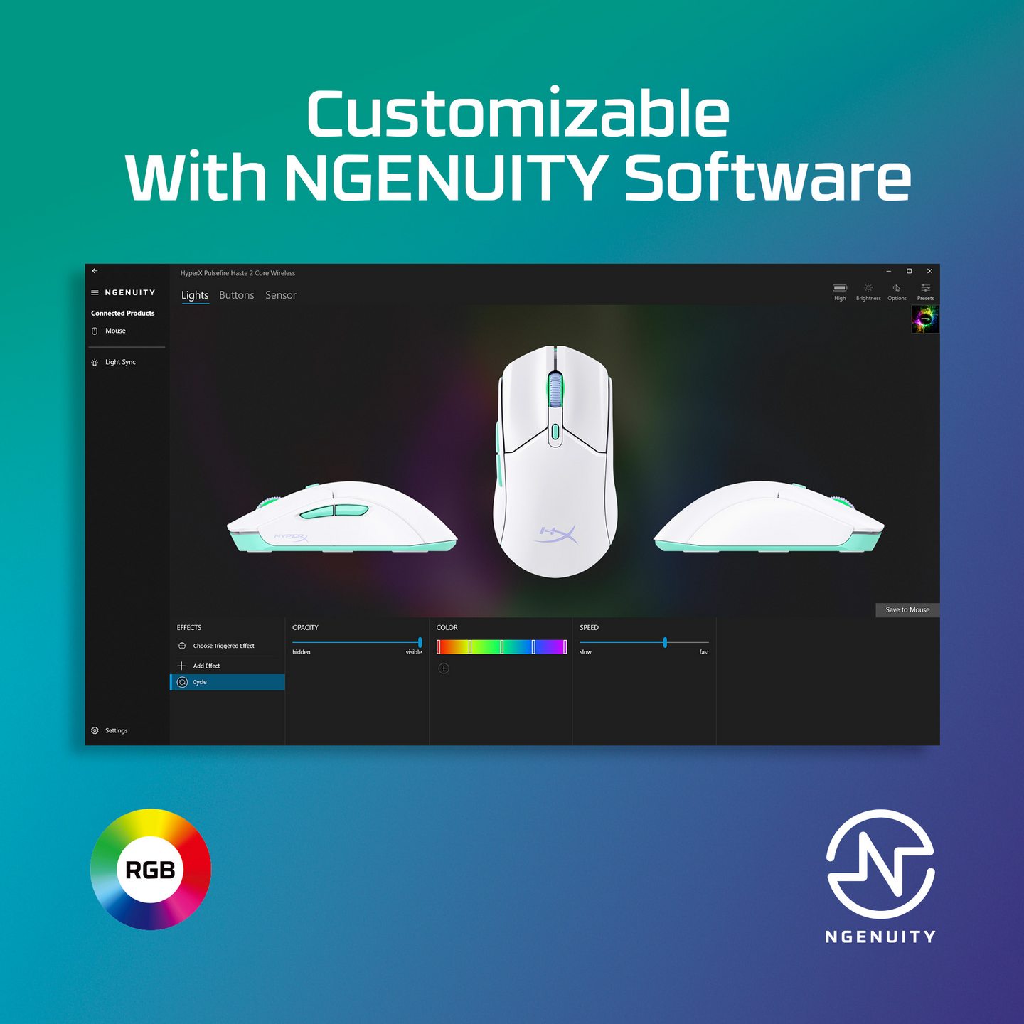 HyperX Pulsefire Haste 2 Core -langaton pelihiiri, valkoinen