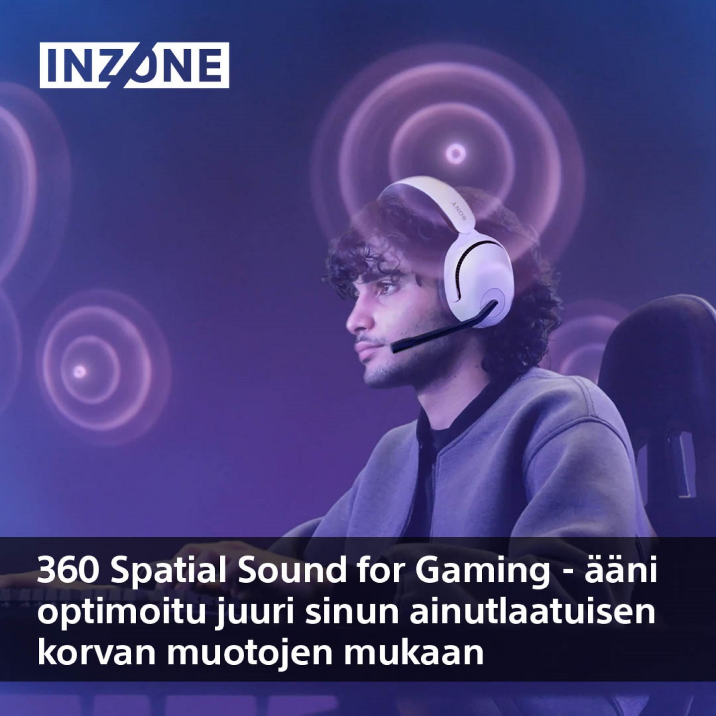 Sony INZONE H5 -langattomat pelikuulokkeet, valkoinen