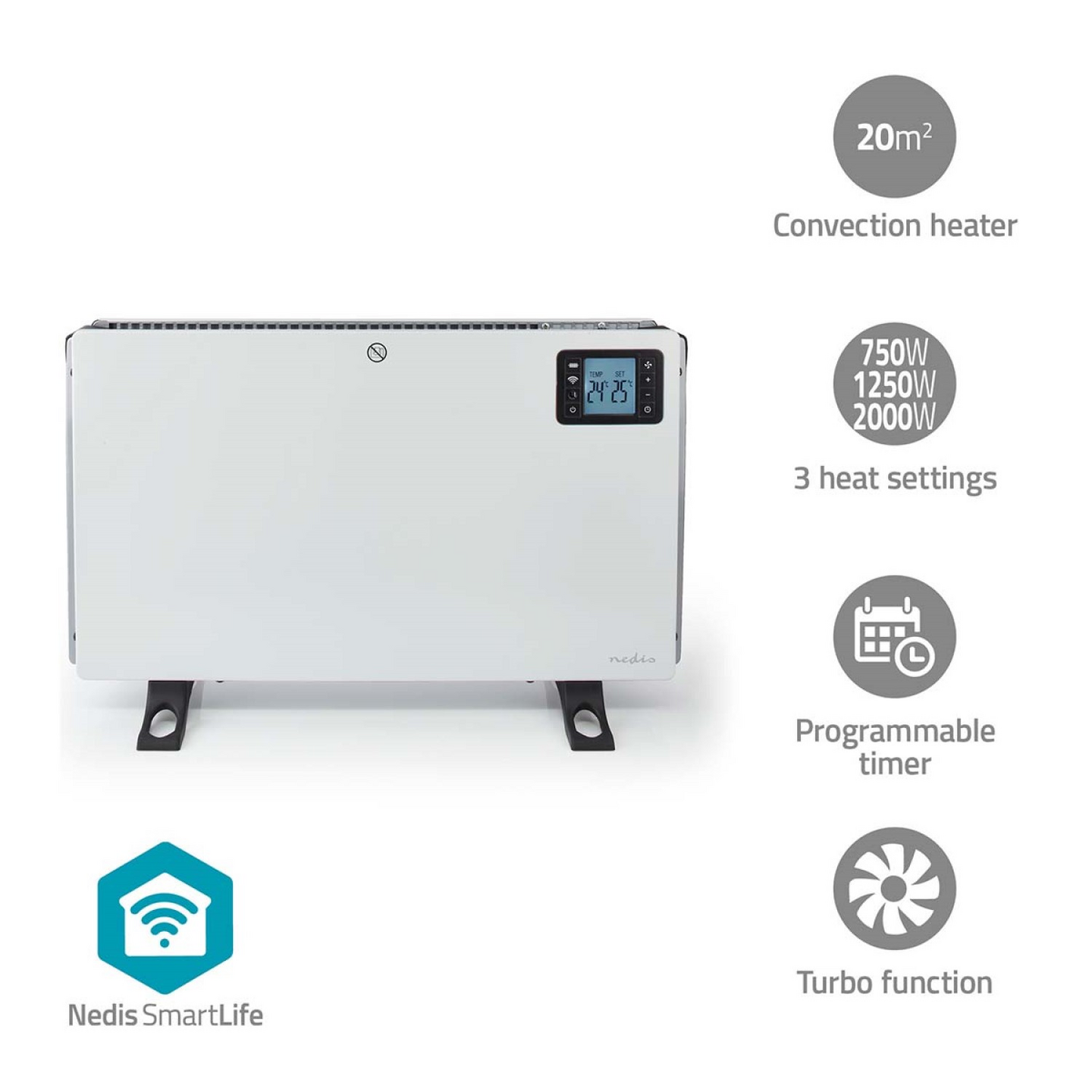 Nedis SmartLife HTCO50WTW -konvektiolämmitin