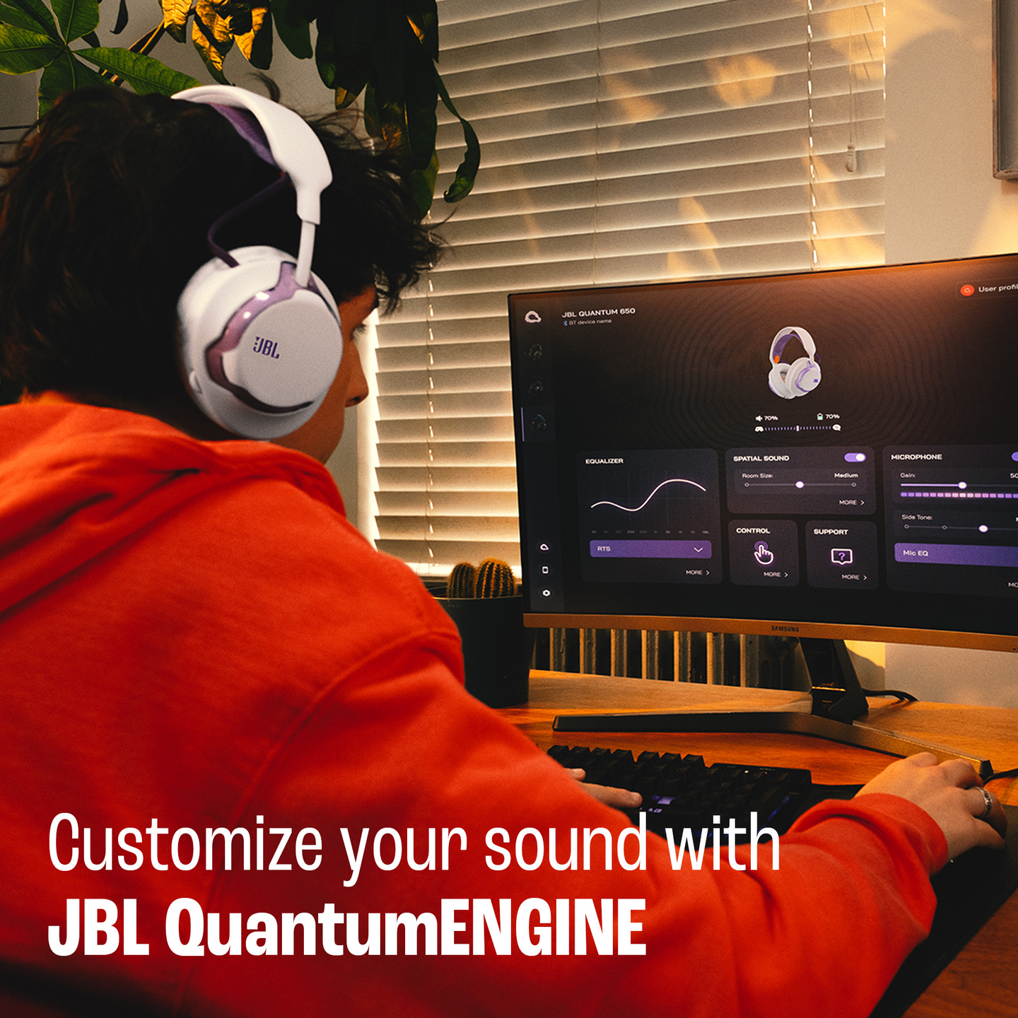 JBL Quantum 650 -langattomat pelikuulokkeet, valkoinen