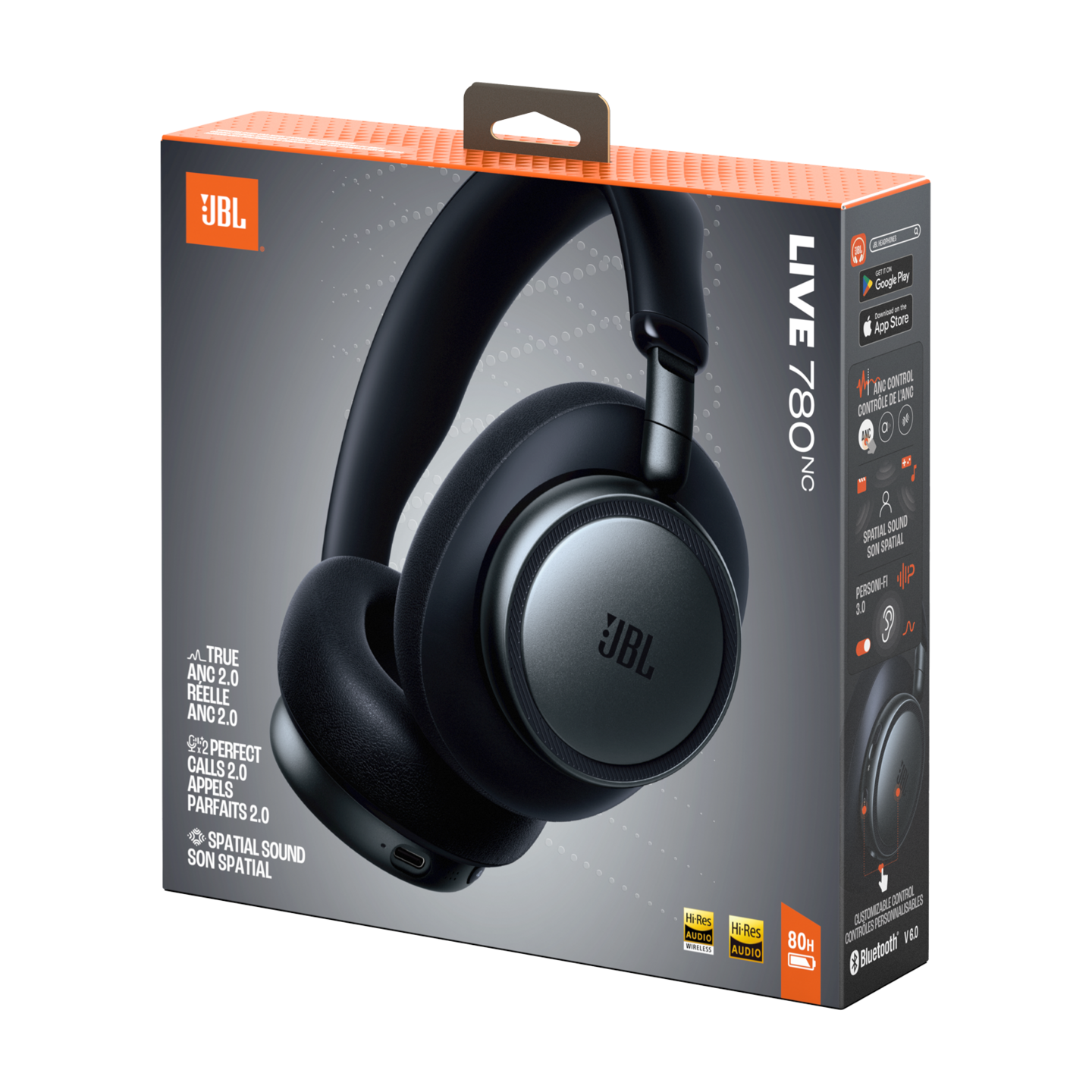 JBL Live 780NC -langattomat vastamelusankakuulokkeet, musta