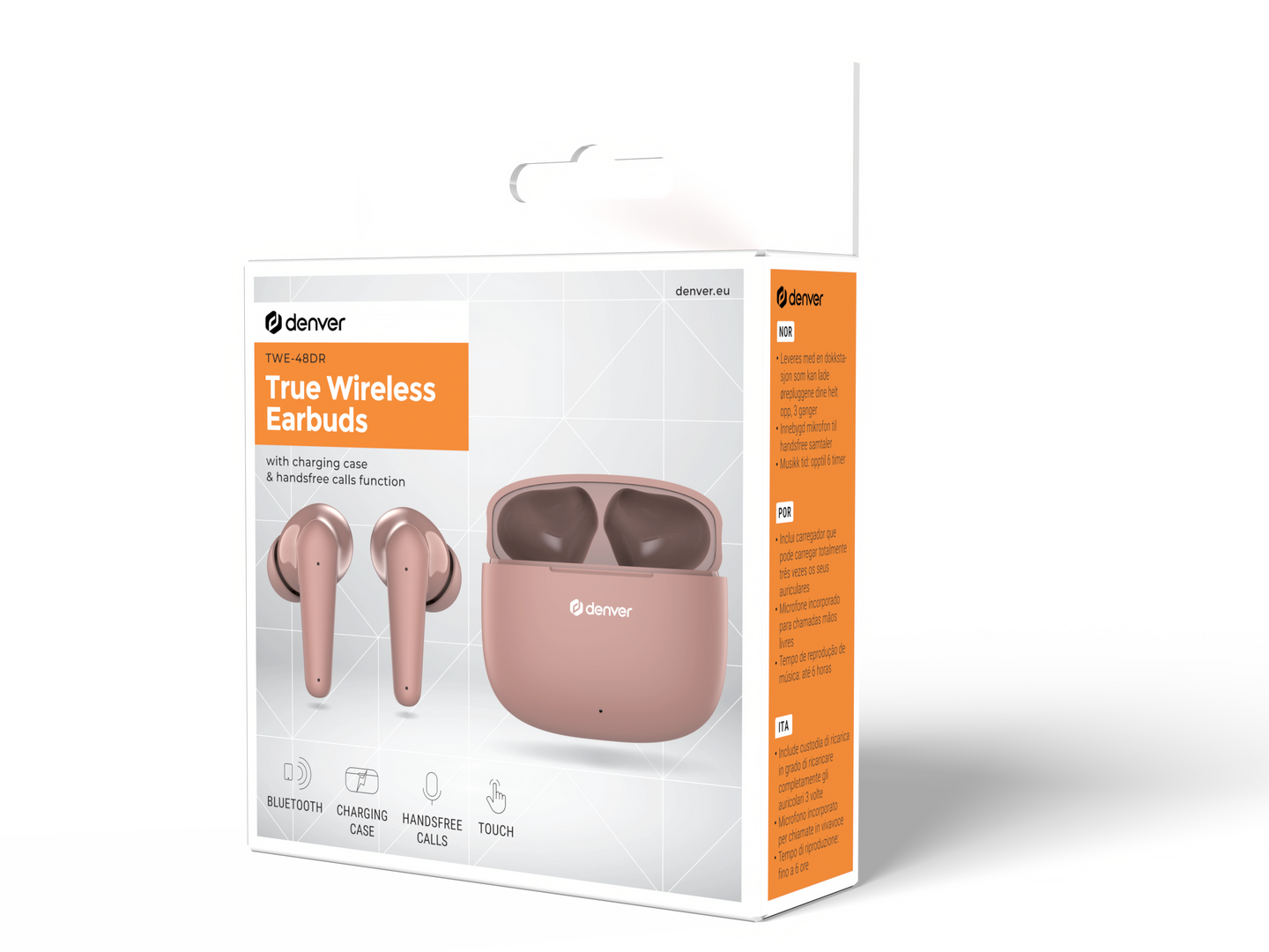 Denver TWE-48DR -langattomat nappikuulokkeet, rose