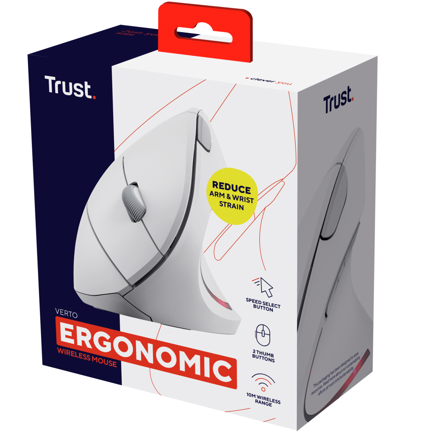 Trust Verto Vertical Ergonomic -langaton hiiri, valkoinen