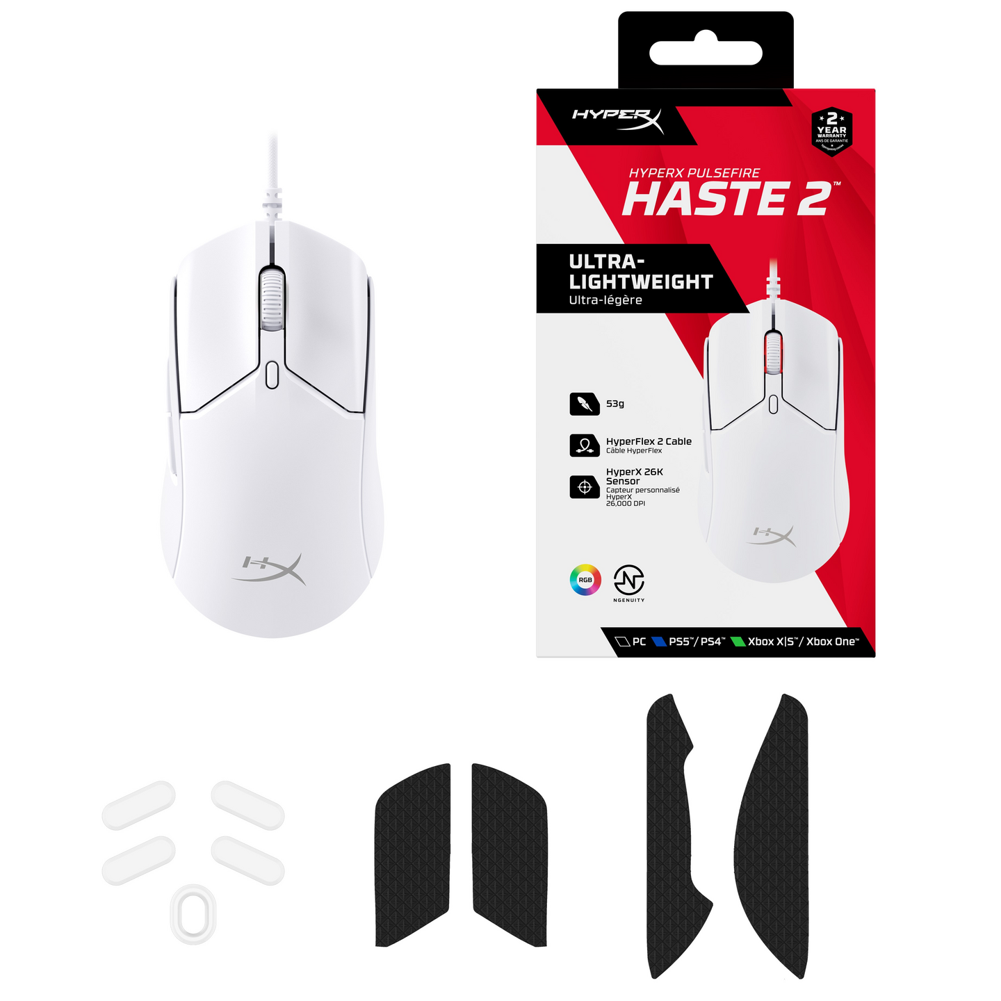 HyperX Pulsefire Haste 2 -pelihiiri, valkoinen