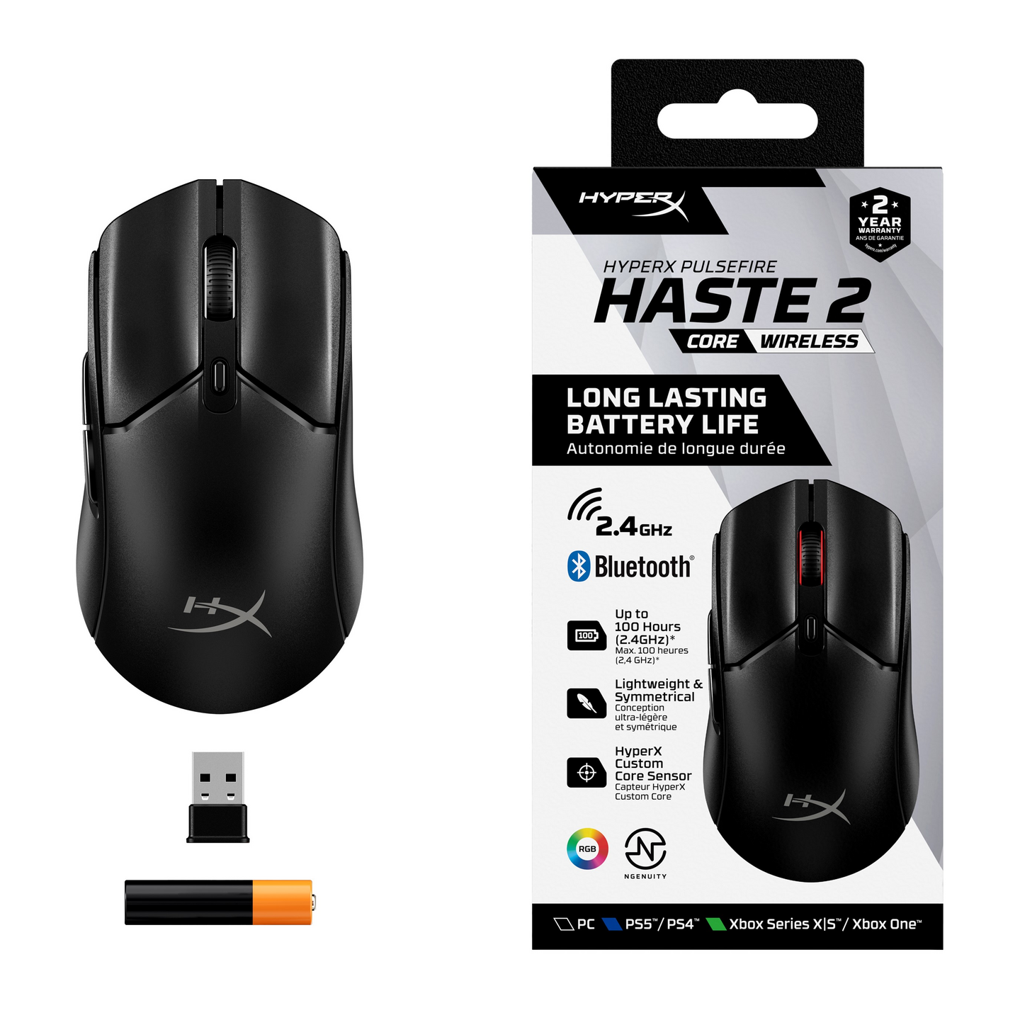 HyperX Pulsefire Haste 2 Core -langaton pelihiiri, musta