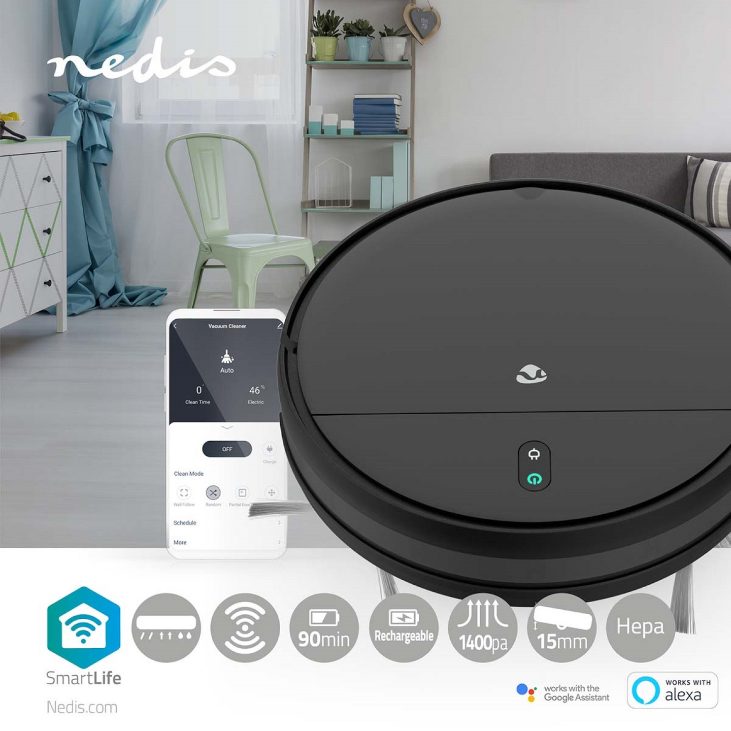 Nedis SmartLife WIFIVCR001CBK -robotti-imuri