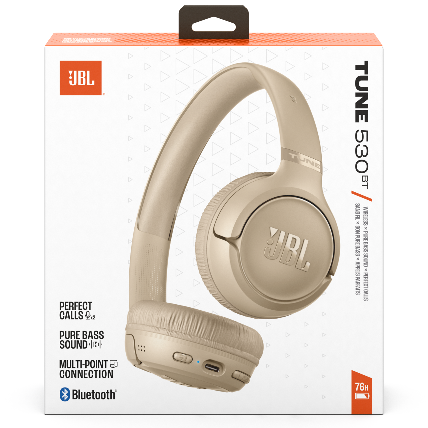 JBL Tune 530BT -langattomat sankakuulokkeet, beige