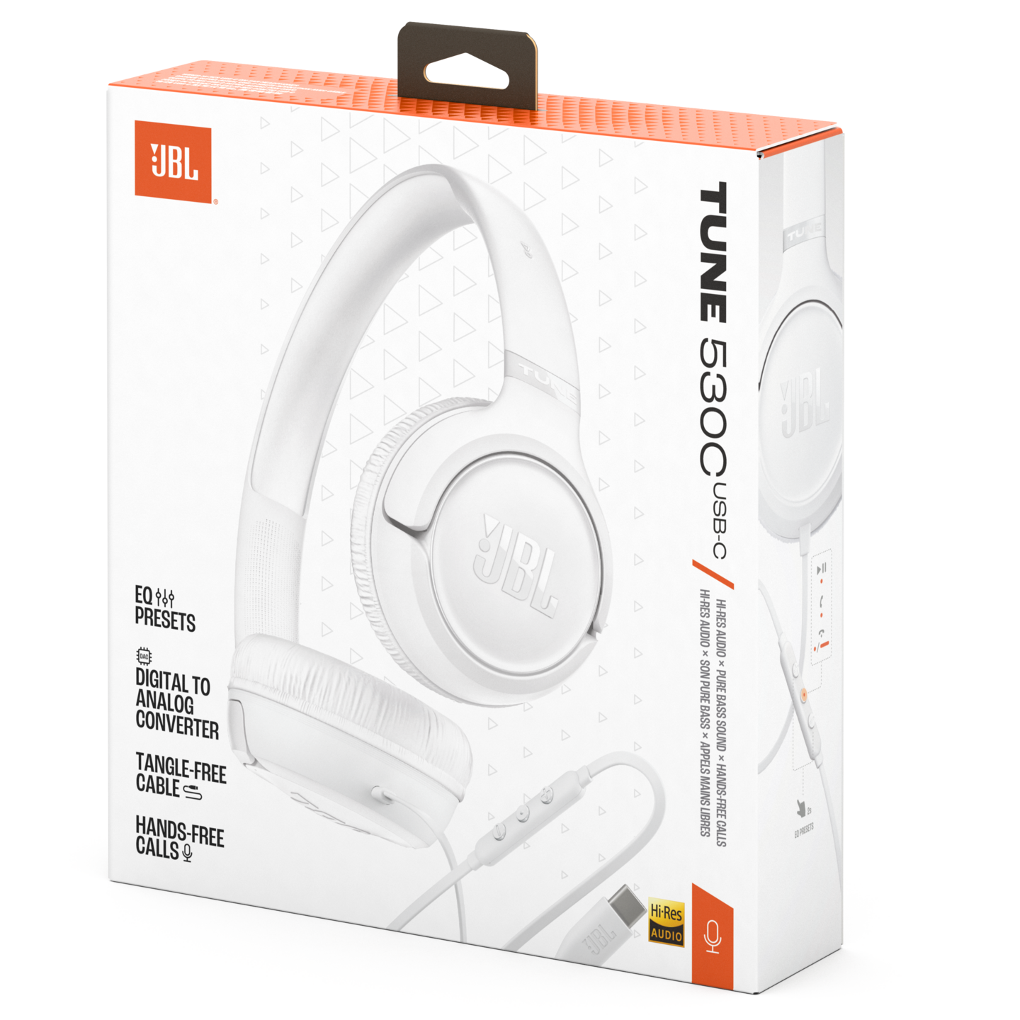 JBL Tune 530C USB-C -langalliset sankakuulokkeet, valkoinen