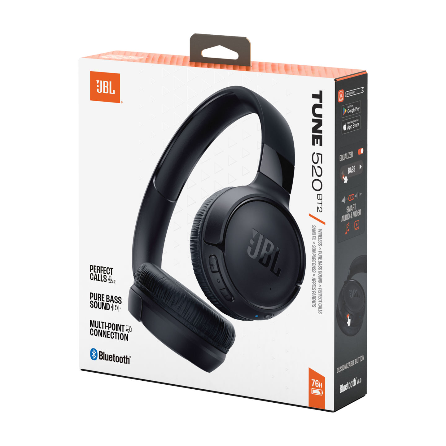 JBL Tune 520BT2 -langattomat sankakuulokkeet, musta