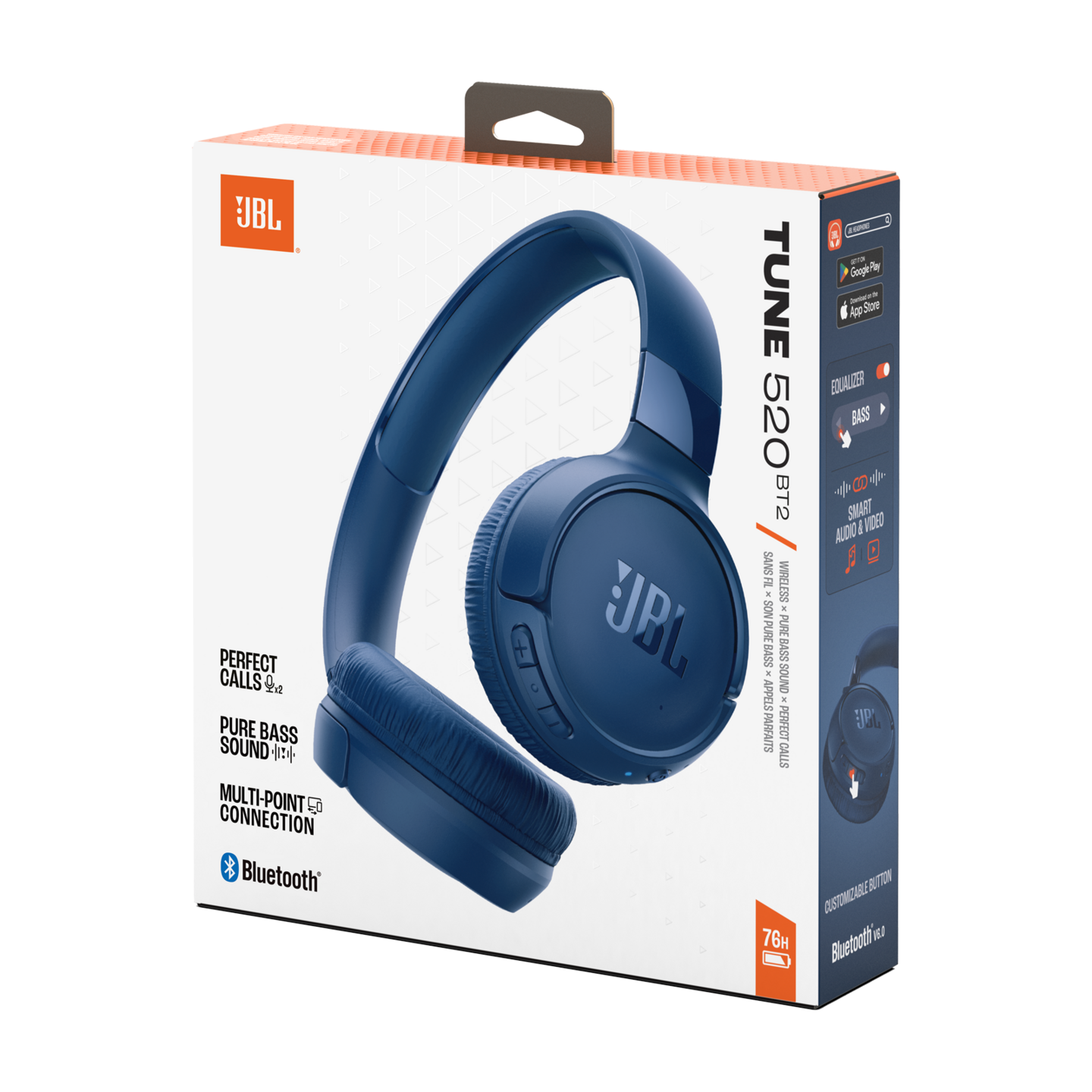 JBL Tune 520BT2 -langattomat sankakuulokkeet, sininen
