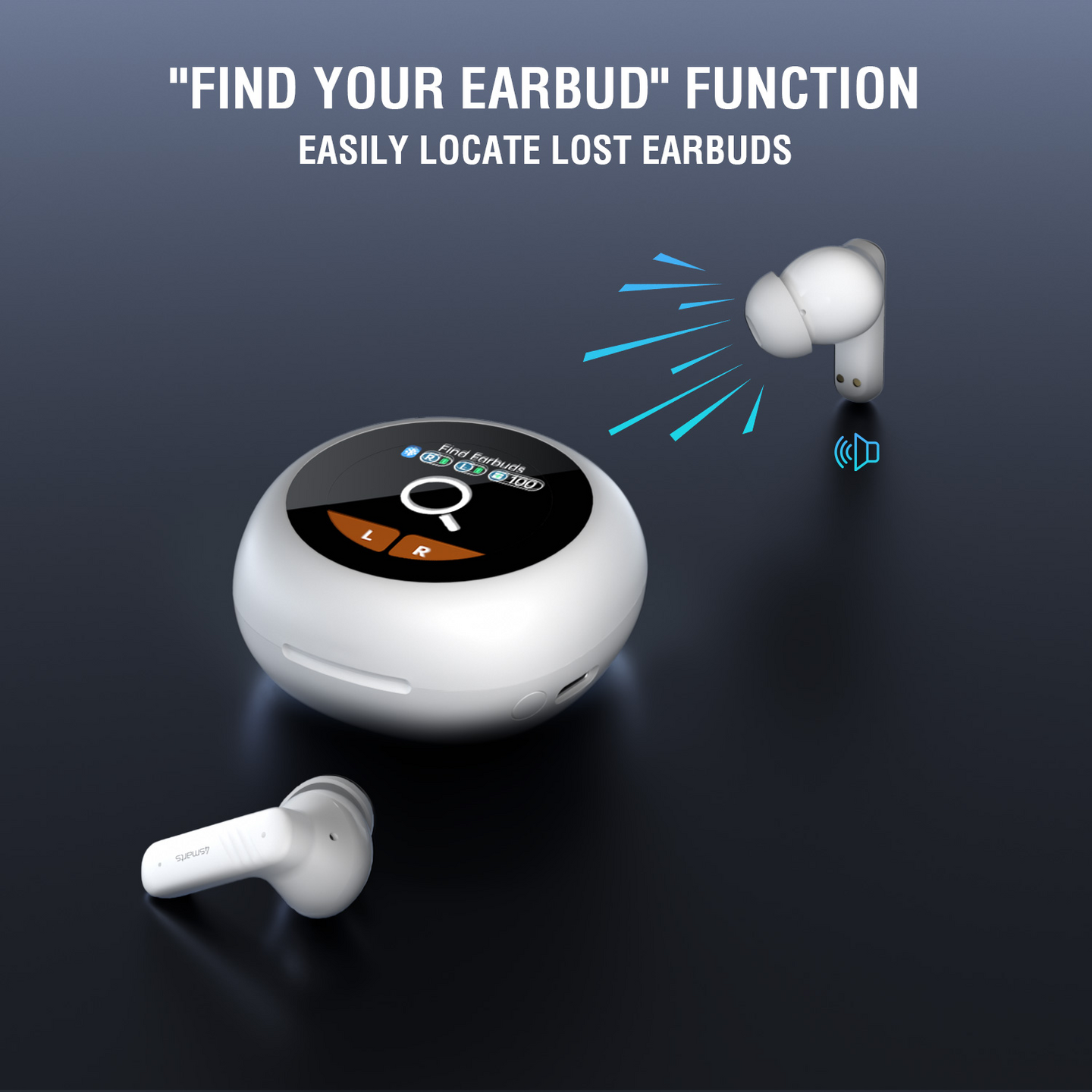 4smarts SkyBuds Screen Pro ANC -langattomat vastamelunappikuulokkeet, valkoinen