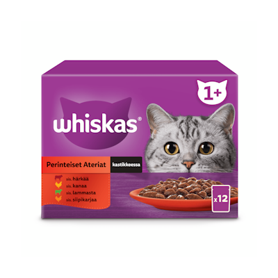 Whiskas 1+ perinteiset ateriat kastikkeessa 12x85g