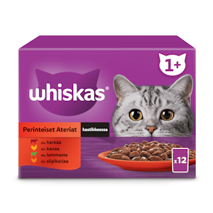 Whiskas 1+ perinteiset ateriat kastikkeessa 12x85g