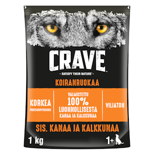 Crave koiran kuivaruoka 1kg kalkkuna & kana