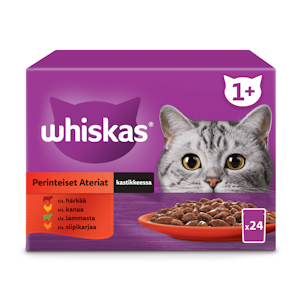 Whiskas 1+ perinteiset ateriat kastikkeessa 24x85g