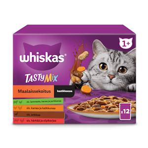 Whiskas 1+ Tasty Mix Maalaissekoitus kastikkeessa 12x85g